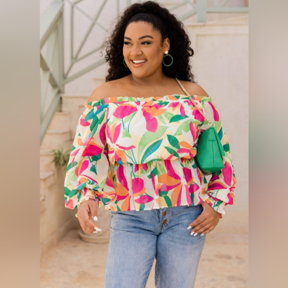 Pink Lily Off the Shoulder Blouse